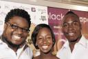 Adetokundo Oyelola, MOBO award-winning saxophonist Yolanda Brown and comedian Eddie Kadi at the launch night of Black Grape