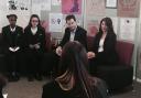 Double Dems: Nick Clegg and Lynne Featherstone talking to some Year 11 students