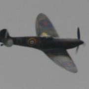 A Spitfire in the sky above Hendon yesterday