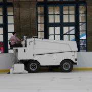Deputy Leisure Services Manager, David Hetherington, operates the Zamboni to leave smooth sheets of ice for Ally Pally's skaters