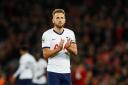 Tottenham Hotspur captain Harry Kane applauds the fans after their defeat to Liverpool. Picture: Action Images