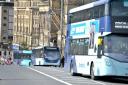 Buses in Bridge Street, in Bradford