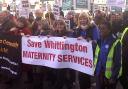 Campaigners at a march to save the Whittington's services earlier this year
