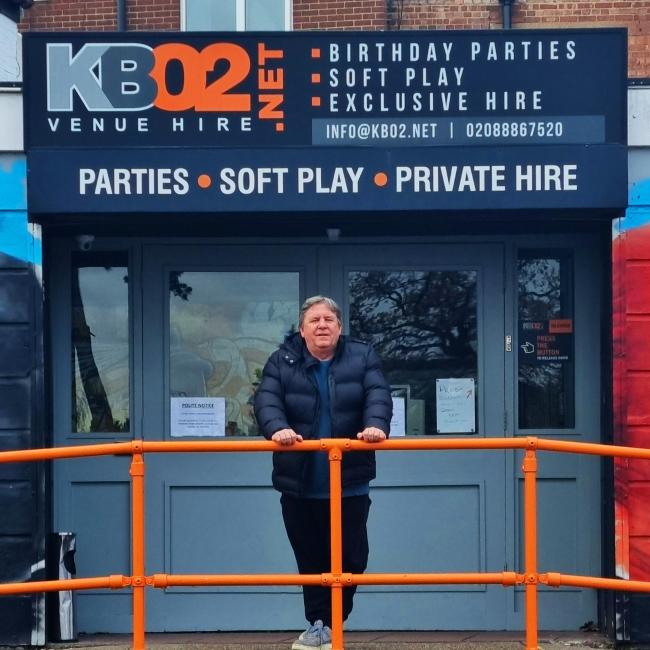 Steve Day outside his business KB02 Venue Hire, based in Palmers Green (image submitted by Steve Day)