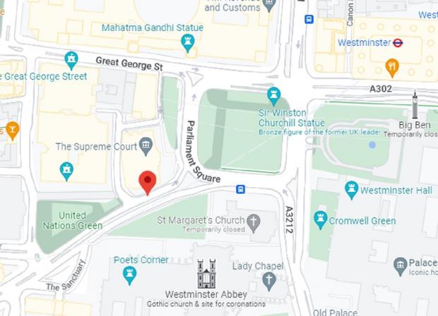 Tottenham Independent: Broad Sanctuary is located near to Parliament Square and Westminster Abbey. Picture: Google Maps