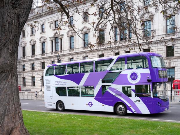 Tottenham Independent:  The iconic red has vanished from London buses as they get a purple makeover. (PA)
