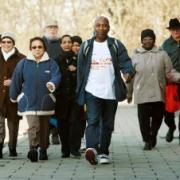Walk of life: Haringey residents join volunteer walking group leader Colin Campbell, 69, for some much-needed exercise