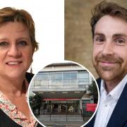 Cllr Ruth Gordon (left) and Cllr Luke Cawley-Harrison (right) with (inset) Haringey Civic Centre