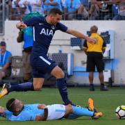Vincent Janssen tries to get away from Nicolas Otamendi. Picture: Action Images