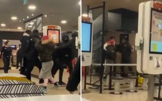 A group was seen fighting inside Wood Green, North London McDonalds.